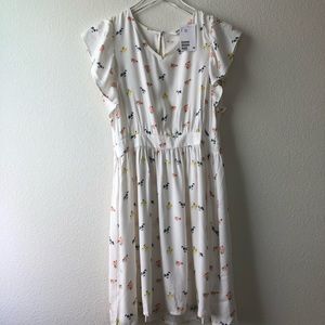 H&M White Floral Dress Ruffle Sleeves | 8-9 | 9-10